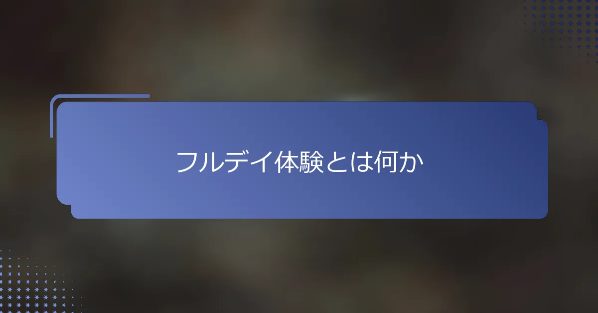 フルデイ体験とは何か